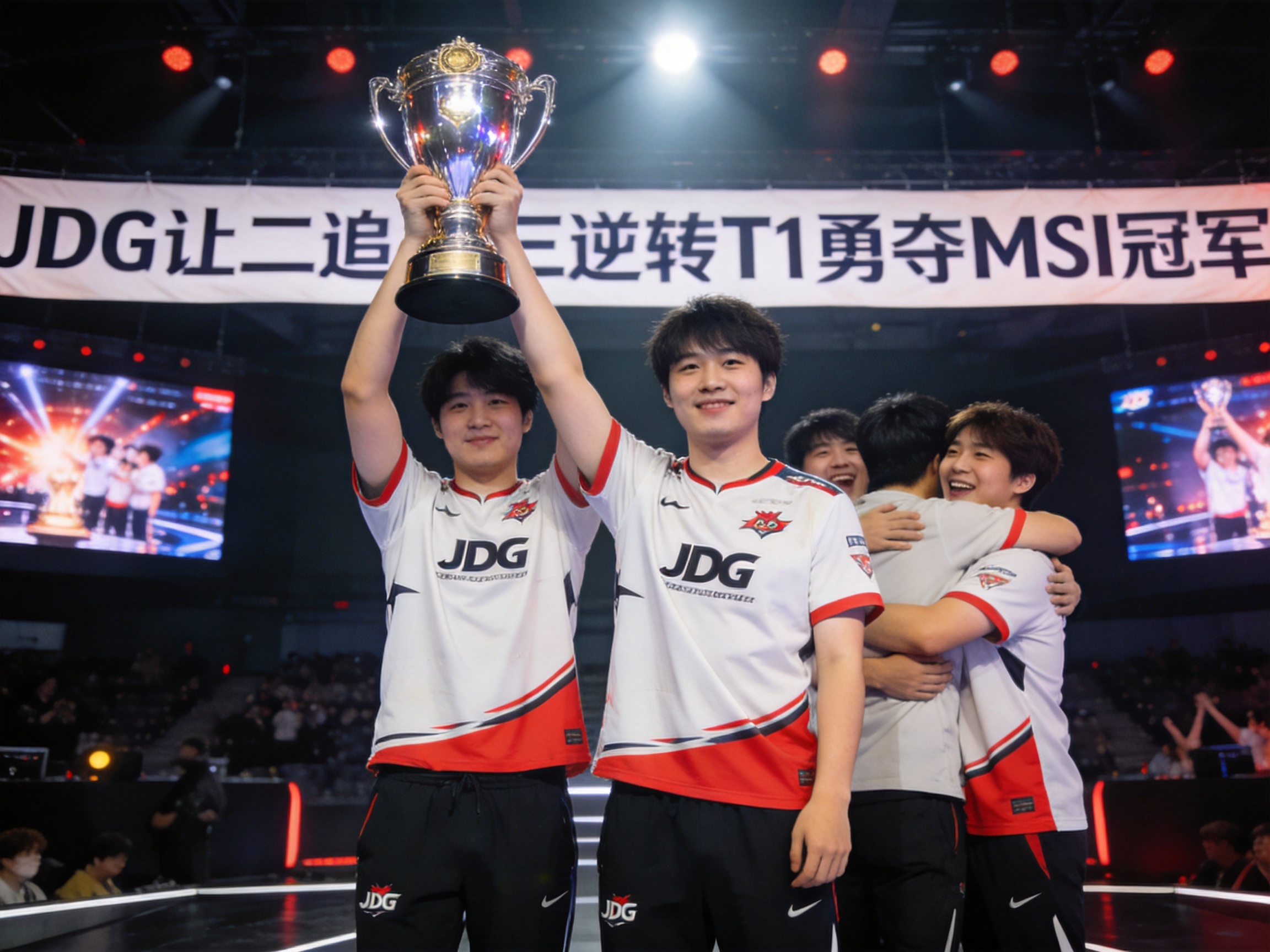 电竞英雄联盟MSI季中赛冠军捧杯瞬间图片